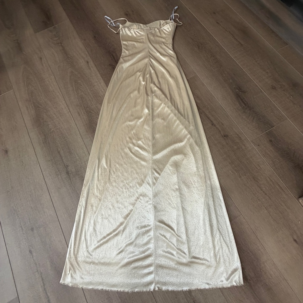 Vintage City Triangles Dress 28” 90’s Y2K Maxi Gown Gold Glitter Fairy Goth Prom - Picture 17 of 17